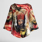 Amunet Kimono Sleeve Blouse with Egyptian Queen Portrait Ancient Mythology