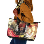 Amunet Leather Tote Bag with Egyptian Queen Portrait Ancient Mythology
