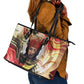 Amunet Leather Tote Bag with Egyptian Queen Portrait Ancient Mythology