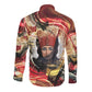 Amunet Long Sleeve Button Shirt with Egyptian Queen Portrait Ancient Mythology