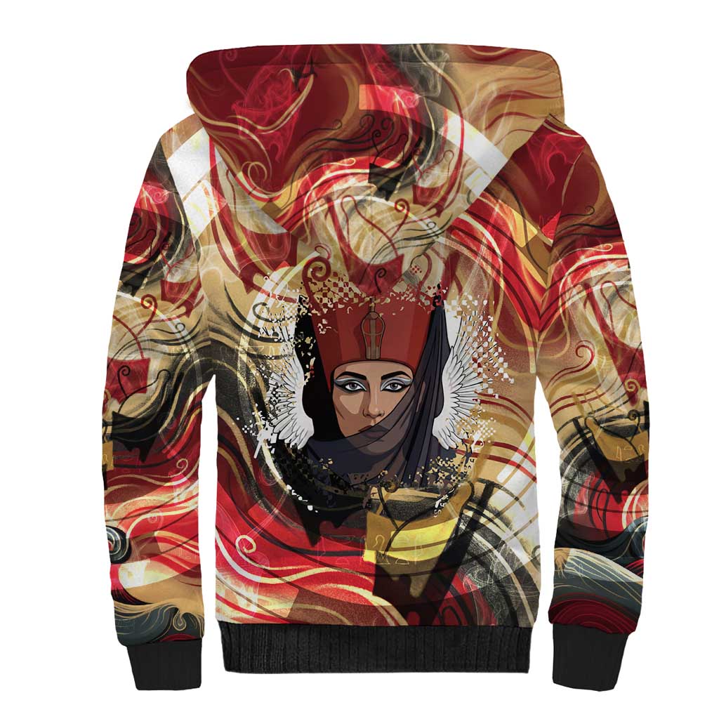 Amunet Sherpa Hoodie with Egyptian Queen Portrait Ancient Mythology