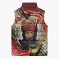 Amunet Sleeveless Puffer Jacket with Egyptian Queen Portrait Ancient Mythology