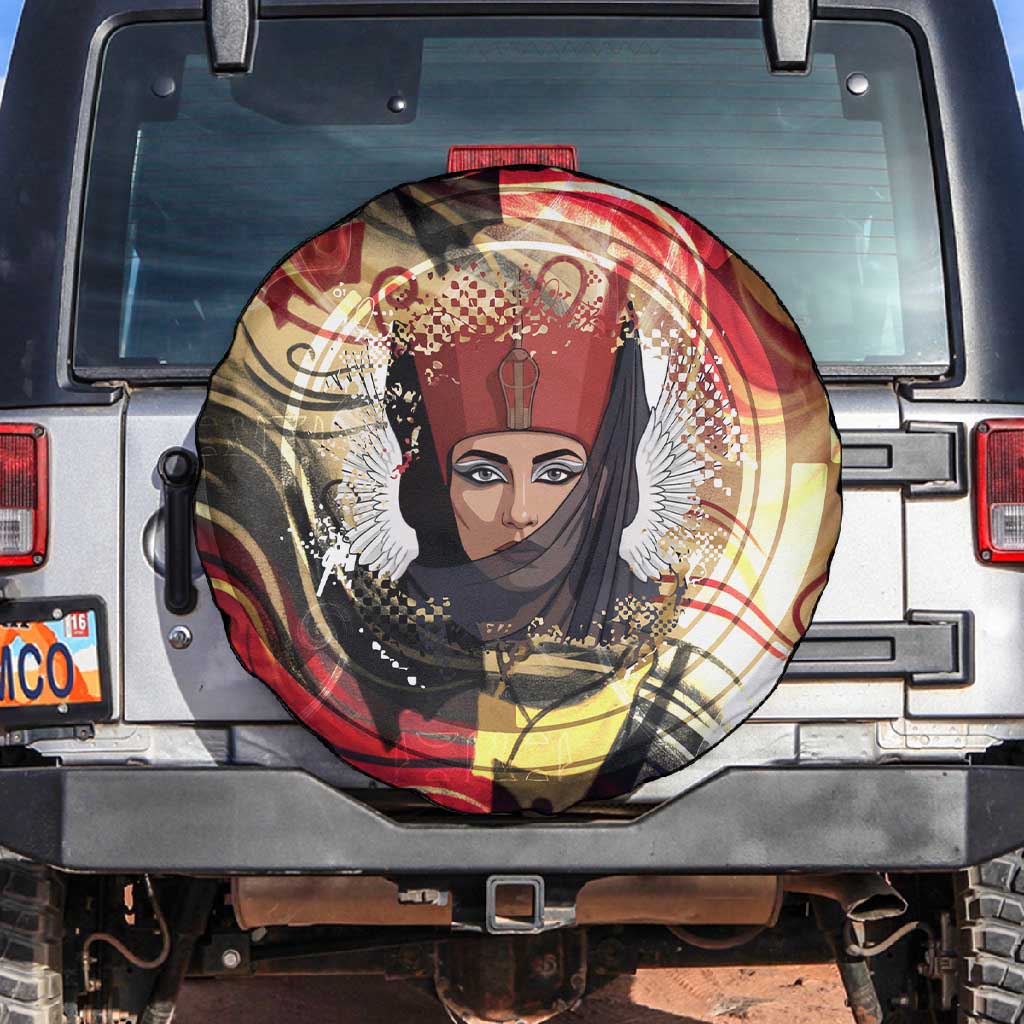Amunet Spare Tire Cover with Egyptian Queen Portrait Ancient Mythology