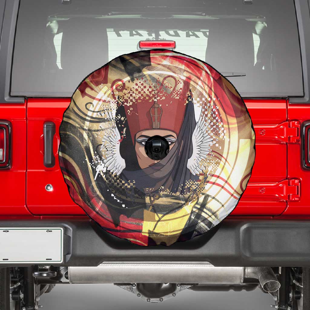 Amunet Spare Tire Cover with Egyptian Queen Portrait Ancient Mythology