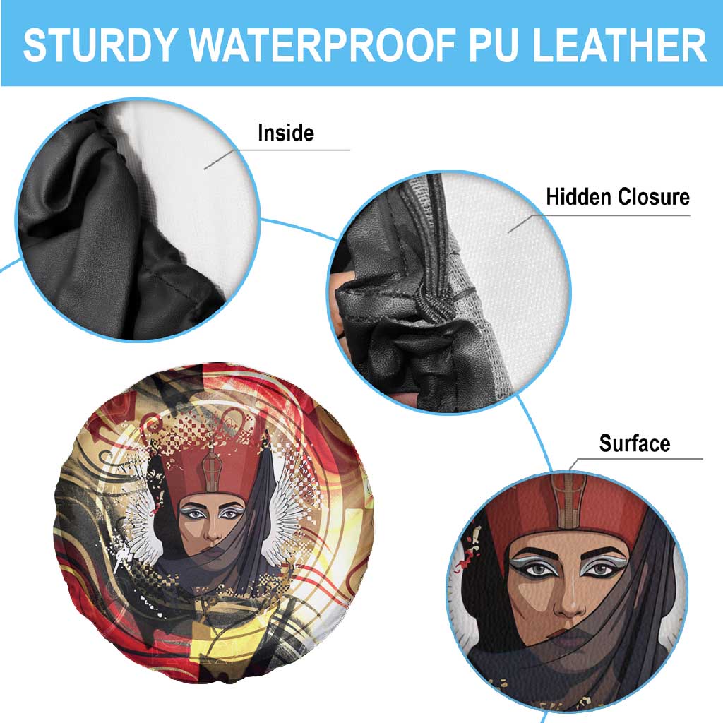 Amunet Spare Tire Cover with Egyptian Queen Portrait Ancient Mythology