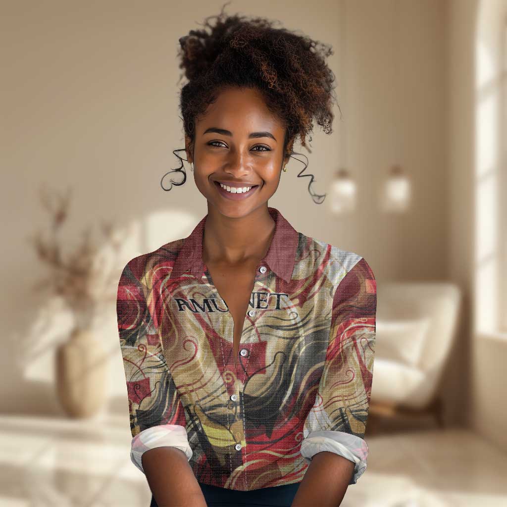 Amunet Women Casual Shirt with Egyptian Queen Portrait Ancient Mythology
