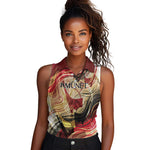 Amunet Women Sleeveless Polo Shirt with Egyptian Queen Portrait Ancient Mythology