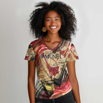 Amunet Women V-Neck T-Shirt with Egyptian Queen Portrait Ancient Mythology