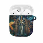 Amunet Ancient Temple Egyptian AirPods Case with Golden Serpent Mythology in Teal Tones