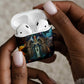 Amunet Ancient Temple Egyptian AirPods Case with Golden Serpent Mythology in Teal Tones