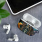 Amunet Ancient Temple Egyptian AirPods Case with Golden Serpent Mythology in Teal Tones