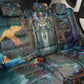Amunet Ancient Temple Egyptian Back Car Seat Cover with Golden Serpent Mythology in Teal Tones