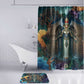 Amunet Ancient Temple Egyptian Bathroom Set with Golden Serpent Mythology in Teal Tones