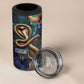 Amunet Ancient Temple Egyptian 4 in 1 Can Cooler Tumbler with Golden Serpent Mythology in Teal Tones