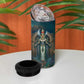 Amunet Ancient Temple Egyptian 4 in 1 Can Cooler Tumbler with Golden Serpent Mythology in Teal Tones