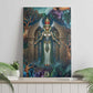 Amunet Ancient Temple Egyptian Canvas Wall Art with Golden Serpent Mythology in Teal Tones