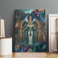 Amunet Ancient Temple Egyptian Canvas Wall Art with Golden Serpent Mythology in Teal Tones