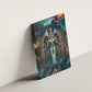 Amunet Ancient Temple Egyptian Canvas Wall Art with Golden Serpent Mythology in Teal Tones