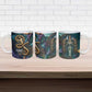 Amunet Ancient Temple Egyptian Ceramic Mug with Golden Serpent Mythology in Teal Tones