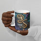 Amunet Ancient Temple Egyptian Ceramic Mug with Golden Serpent Mythology in Teal Tones