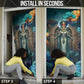 Amunet Ancient Temple Egyptian Door Cover with Golden Serpent Mythology in Teal Tones