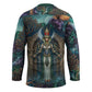 Amunet Ancient Temple Egyptian Hockey Jersey with Golden Serpent Mythology in Teal Tones