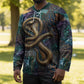 Amunet Ancient Temple Egyptian Hockey Jersey with Golden Serpent Mythology in Teal Tones
