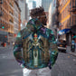 Amunet Ancient Temple Egyptian Hoodie with Golden Serpent Mythology in Teal Tones