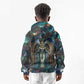 Amunet Ancient Temple Egyptian Kid Hoodie with Golden Serpent Mythology in Teal Tones