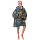Amunet Ancient Temple Egyptian Kid Wearable Blanket Hoodie with Golden Serpent Mythology in Teal Tones