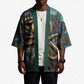 Amunet Ancient Temple Egyptian Kimono with Golden Serpent Mythology in Teal Tones