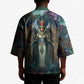 Amunet Ancient Temple Egyptian Kimono with Golden Serpent Mythology in Teal Tones