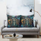 Amunet Ancient Temple Egyptian Pillow Cover with Golden Serpent Mythology in Teal Tones