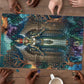 Amunet Ancient Temple Egyptian Puzzle with Golden Serpent Mythology in Teal Tones