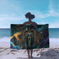 Amunet Ancient Temple Egyptian Sarong with Golden Serpent Mythology in Teal Tones