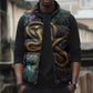 Amunet Ancient Temple Egyptian Sleeveless Puffer Jacket with Golden Serpent Mythology in Teal Tones