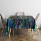 Amunet Ancient Temple Egyptian Tablecloth with Golden Serpent Mythology in Teal Tones