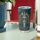 Amunet Ancient Temple Egyptian Tumbler Cup with Golden Serpent Mythology in Teal Tones