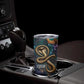 Amunet Ancient Temple Egyptian Tumbler Cup with Golden Serpent Mythology in Teal Tones