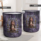 Anput Sacred Urn Laundry Basket with Papyrus Flowers Egyptian Guardian in Violet Mist