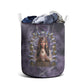 Anput Sacred Urn Laundry Basket with Papyrus Flowers Egyptian Guardian in Violet Mist