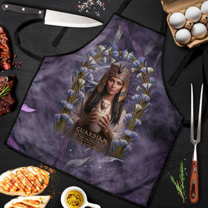 Anput Sacred Urn Apron with Papyrus Flowers Egyptian Guardian in Violet Mist