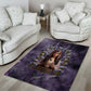 Anput Sacred Urn Area Rug with Papyrus Flowers Egyptian Guardian in Violet Mist
