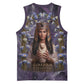 Anput Sacred Urn Basketball Jersey with Papyrus Flowers Egyptian Guardian in Violet Mist