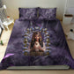 Anput Sacred Urn Bedding Set with Papyrus Flowers Egyptian Guardian in Violet Mist