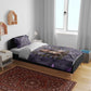 Anput Sacred Urn Bedding Set with Papyrus Flowers Egyptian Guardian in Violet Mist