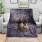 Anput Sacred Urn Blanket with Papyrus Flowers Egyptian Guardian in Violet Mist