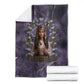 Anput Sacred Urn Blanket with Papyrus Flowers Egyptian Guardian in Violet Mist