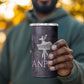 Anput Sacred Urn 4 in 1 Can Cooler Tumbler with Papyrus Flowers Egyptian Guardian in Violet Mist