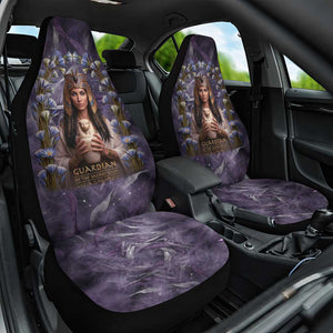 Anput Sacred Urn Car Seat Cover with Papyrus Flowers Egyptian Guardian in Violet Mist